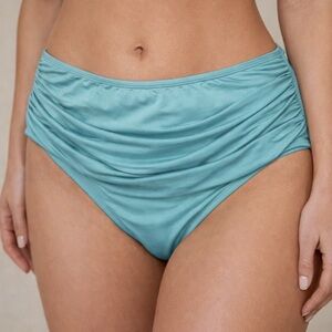 Shade & Shore Aqua Ruched High Waisted Bikini Bottoms Size Large (12-14)